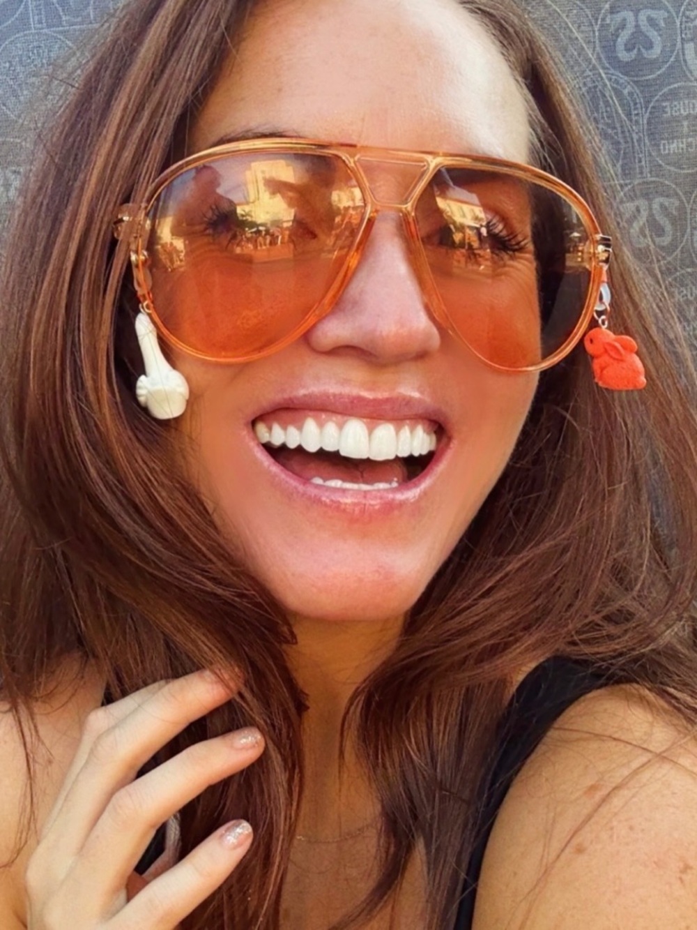anthropologie Orange Aviator Sunglasses sheer lens festival party aviators